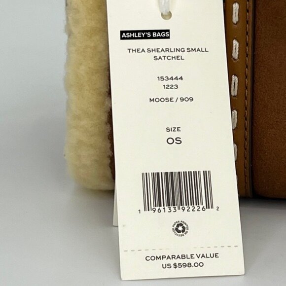 Tory Burch Thea Shearling Small Satchel In Moose Brown - Picture 6 of 6